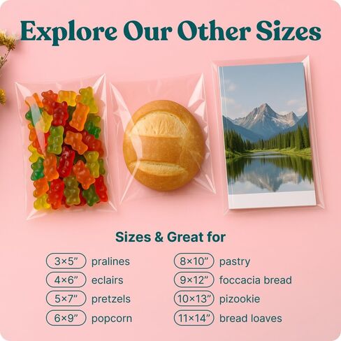 3" X 4" Self Sealing Cellophane Bags (1000 Pack) - Clear Cookie Bags With Seal for Baked Goods Packaging, Cookie Wrappers, Bakery Packaging, Bake Sale, Candy, Treats, Goodies, Gifts, Party Favors in Saudi Arabia