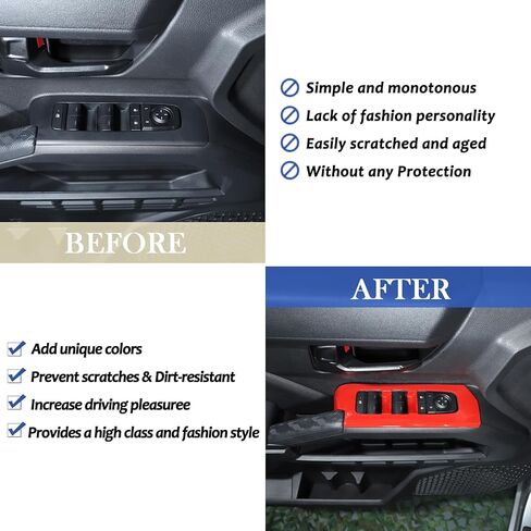 Daeiclru Window Lift Switch Panel Cover Compatible with Toyota Tacoma 2024 2025, Pickup Truck Door Power Window Glass Lift Switch Button Protection Cover Interior Accessories (Red) in Saudi Arabia