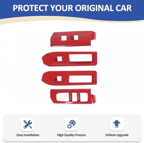 Daeiclru Window Lift Switch Panel Cover Compatible with Toyota Tacoma 2024 2025, Pickup Truck Door Power Window Glass Lift Switch Button Protection Cover Interior Accessories (Red) in Saudi Arabia