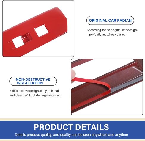 Daeiclru Window Lift Switch Panel Cover Compatible with Toyota Tacoma 2024 2025, Pickup Truck Door Power Window Glass Lift Switch Button Protection Cover Interior Accessories (Red) in Saudi Arabia