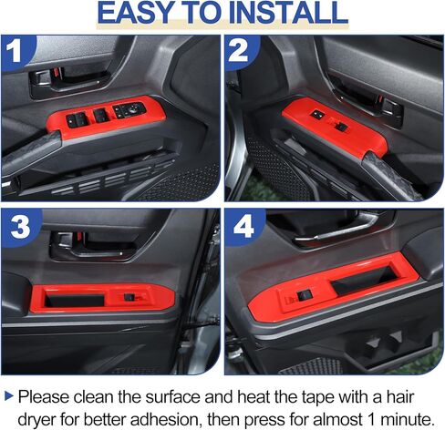 Daeiclru Window Lift Switch Panel Cover Compatible with Toyota Tacoma 2024 2025, Pickup Truck Door Power Window Glass Lift Switch Button Protection Cover Interior Accessories (Red) in Saudi Arabia