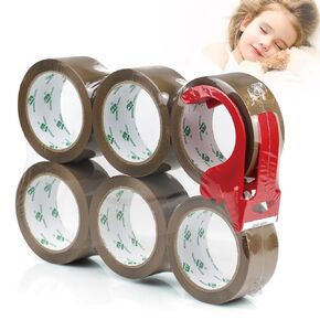 BOMEI PACK 6 Rolls Silent Brown Packing Tape, 1.88" x 60 yds,Heavy Duty Packaging Carton Tape for Shipping Packaing Moving Sealing, 2.4mil Thickness, 60 Yards Per Roll in Saudi Arabia