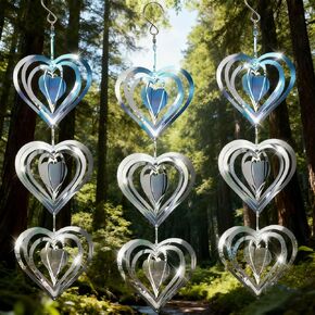 Stainless Steel Hawk Deterrent for Yard - Bird deterrents for Outside, 9 Reflective Discs Set to Deter Pigeons, Sparrows & Swallows from Your Garden, Patio & Home (Heart Design) kkmilamila in Saudi Arabia