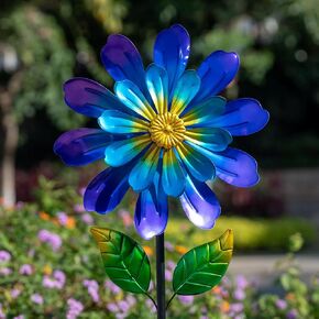 Solar Flowers Wind Spinners Outdoor,Sunflower Windmill for Yard Art Decor Lights Wind Pinwheels with LED Crystal Ball Spring Outdoor Decor for Garden Lawn Patio in Saudi Arabia