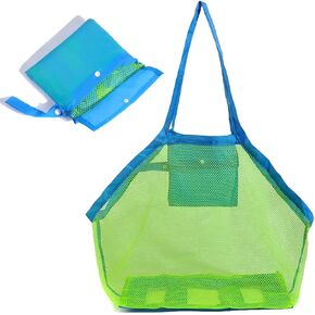 Large Mesh Beach Bags Tote Bag Sand Foldable Sea Shell Bag,Toy Storage Bag,Beach Bags for Kids Girls Boys Family Travel, Grocery in Saudi Arabia