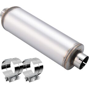 4 Inch Exhaust Muffler with Clamp, 4" Inlet/Outlet 30" Overall Length Resonator, Stainless Steel Straight Through Design Performance Muffler with Clamp, 1 PC in Kuwait