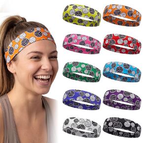 Volleyball and Soccer Headbands Set - 10 Pieces Team Headbands for Girls, Teens, Women, Adults, and Kids (Volleyball Pattern) in Saudi Arabia