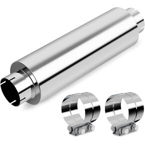 A-KARCK 5" Inlet&Outlet Diesel Exhaust Muffler,8" x 24" Body, 30" Overall Length, Stainless Steel Resonator Muffler with Clamp, Straight Through Design（Polished） in Kuwait