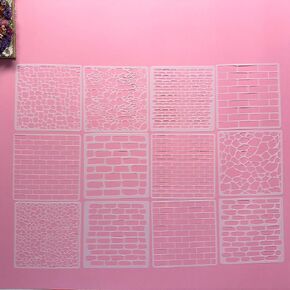 Brick and Stone Wall Stencil Templates, 12 Pack, 5.9x5.9 Inch, Reusable for DIY Crafts, Journaling, Scrapbooking, Card Making in Saudi Arabia