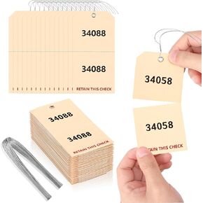 Duplicate Auto Park Tags 2 3/8 x 4 3/4 inch with Wire Coat Check Tags for Car Permits Repair Coat Check Tickets Duplicate Consecutively Numbered Paper Luggage (100, Manila) in Kuwait