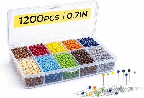 1200 PCS Multi Color Push Pins, 1/4 Inch Small Map Tacks with Plastic Round Heads, Travel Map Pins for Cork Board, Bulletin Board, World Map, Office, Craft & Fabric Marking in Saudi Arabia