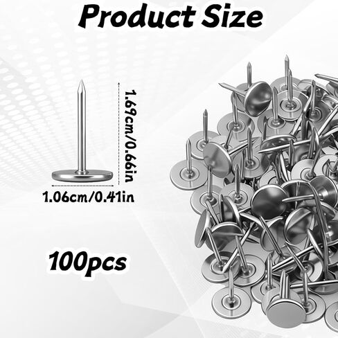 100 Pcs Extra Long Push Pins, Silver Heavy Duty Thumb Tacks for Upholstery, Carpets & Wood Surfaces, Large Metal Tacks for Bulletin Boards, Crafts, and Multipurpose Fixing in Saudi Arabia