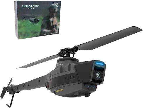 طائرة هليكوبتر C127AI Scout Drone RC مع كاميرا 1080P، طائرة عسكرية بجهاز تحكم عن بعد 4CH مع جيروسكوب 6 محاور، تحديد موضع التدفق البصري (إصدار RTF) in Kuwait