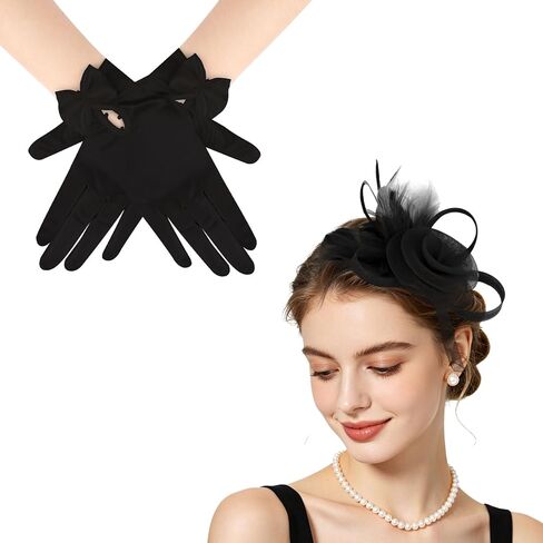 AMCAMI Fascinators Hats with Feather for Women 2025 Derby Hats Tea Party Hat with Headband and Clip in Saudi Arabia