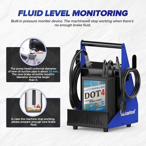 Mrcartool F109 مجموعة نزف الفرامل الأوتوماتيكية 0.7 ~ 2.5 بار آلة نزف سائل الفرامل الكهربائية، مضخة نزف ضغط الفرامل الهوائية مع 3 محولات أسطوانة رئيسية in Kuwait