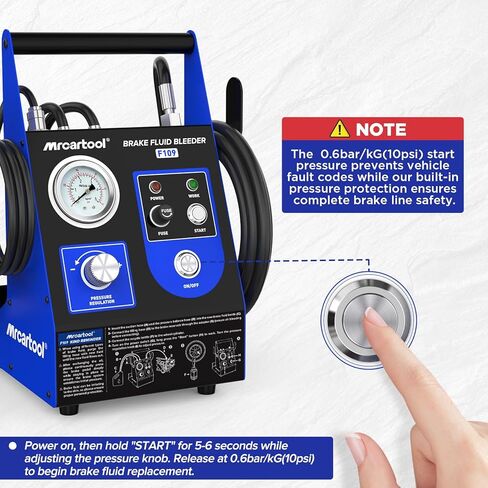 Mrcartool F109 مجموعة نزف الفرامل الأوتوماتيكية 0.7 ~ 2.5 بار آلة نزف سائل الفرامل الكهربائية، مضخة نزف ضغط الفرامل الهوائية مع 3 محولات أسطوانة رئيسية in Kuwait