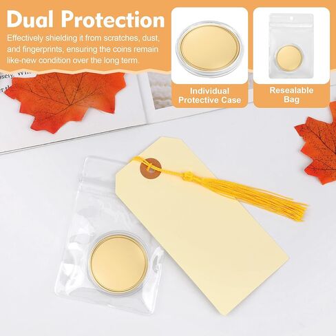 8Pcs 40mm Blank Brass Coins for Laser Engraving, Solid Blank Challenge Coin Set with with Acrylic Protection Box, Resealable Bag, Card, Tassel and Pen for DIY, Customization Gift & Memorial in Saudi Arabia