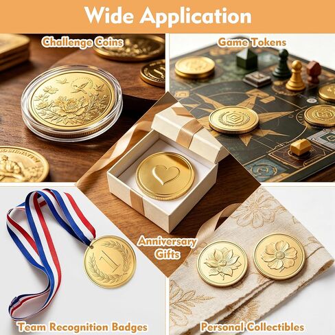8Pcs 40mm Blank Brass Coins for Laser Engraving, Solid Blank Challenge Coin Set with with Acrylic Protection Box, Resealable Bag, Card, Tassel and Pen for DIY, Customization Gift & Memorial in Saudi Arabia