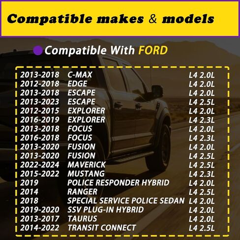 محرك متغير صمام التوقيت VVT الملف اللولبي متوافق مع Ford Explorer Escape Mustang Fusion Focus مناسب لـ Edge Ranger Taurus Maverick Transit Connect مناسب لـ Lincoln MKZ MKC L4 2.0L 2.3L 2.5L 12-24 in Kuwait