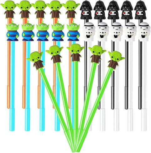 25Pcs Galaxy Wars Party Favors Gel Pen,Yoda Themed Gifts for Birthday Decorations, Star Themed Pens Black for Birthday Party Favors Prize Carnival Goodie Bag Filling Rewards in Saudi Arabia
