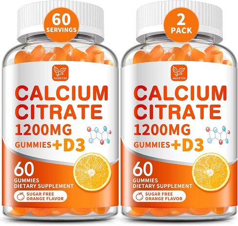 (2 Pack) Calcium Citrate 1200 mg with Vitamin D3 Gummies for Women & Men,Calcium Supplements for Bone & Teeth Support,High Absorption - Easy to Digest, Sugar Free,Vegan,Orange Flavor,60 Day Supply in Saudi Arabia