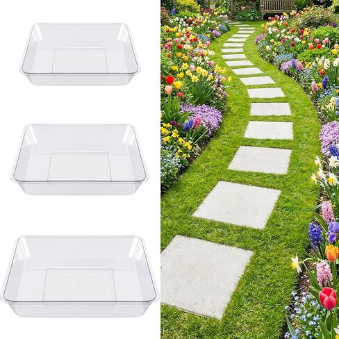 U0U 3 Size Square Stepping Stone Mold,8" 10.2" 12.2" Reusable Stepping Sone Molds for Concrete,Plastic Cement Molds for Casting Garden Pavement and Forms Walkway in Saudi Arabia