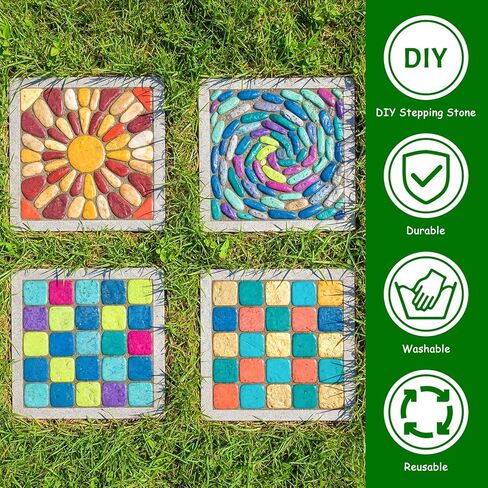 U0U 3 Size Square Stepping Stone Mold,8" 10.2" 12.2" Reusable Stepping Sone Molds for Concrete,Plastic Cement Molds for Casting Garden Pavement and Forms Walkway in Saudi Arabia