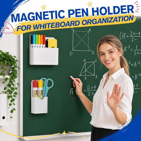 Grtard Magnetic Pen Holder, 4 Pack Magnetic Marker Holder for Whiteboard, Magnetic Dry Erase Marker Holder, Magnetic Pen Holder for Refrigerator, Magnetic Pencil Holder, Magnet Locker Organizer in Saudi Arabia