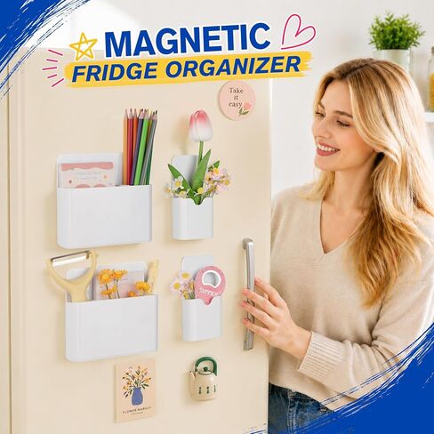 Grtard Magnetic Pen Holder, 4 Pack Magnetic Marker Holder for Whiteboard, Magnetic Dry Erase Marker Holder, Magnetic Pen Holder for Refrigerator, Magnetic Pencil Holder, Magnet Locker Organizer in Saudi Arabia