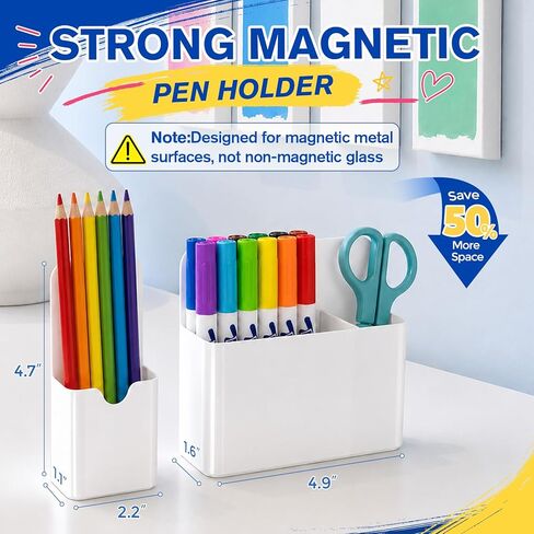 Grtard Magnetic Pen Holder, 4 Pack Magnetic Marker Holder for Whiteboard, Magnetic Dry Erase Marker Holder, Magnetic Pen Holder for Refrigerator, Magnetic Pencil Holder, Magnet Locker Organizer in Saudi Arabia