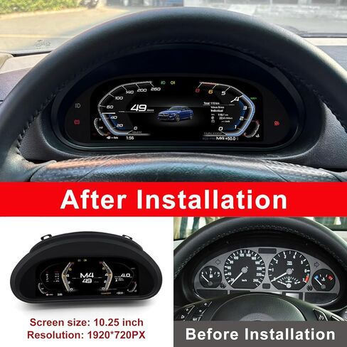 10.25 inch Digital Cluster for BMW E46 1999-2004, LCD Digital Car Cluster Odometer Speedometer Instrument, Electronic Gauge Dashboard Screen, Car Dashboard Replacement Digital Gauge Cluster in Saudi Arabia