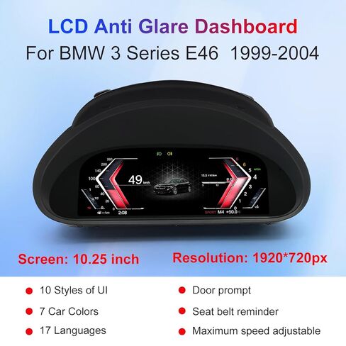 10.25 inch Digital Cluster for BMW E46 1999-2004, LCD Digital Car Cluster Odometer Speedometer Instrument, Electronic Gauge Dashboard Screen, Car Dashboard Replacement Digital Gauge Cluster in Saudi Arabia