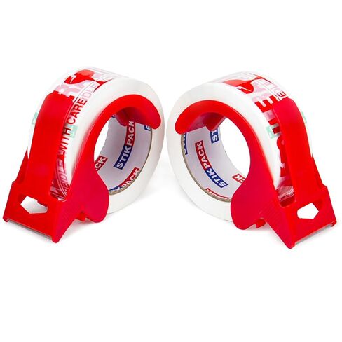 Fragile Tape with Dispenser 2 Inch x 330 Feet (110 Yards) 2 Rolls, Total 220 Yards, Heavy Duty Fragiles Handle with Care Tape for Shipping, Sealing and Moving Box in Saudi Arabia