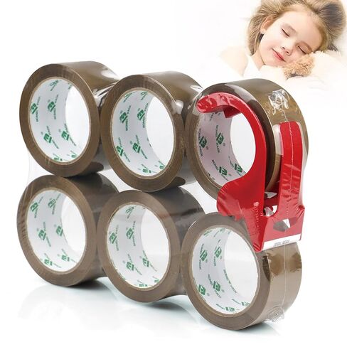 BOMEI PACK 6 Rolls Silent Brown Packing Tape, 1.88" x 60 yds,Heavy Duty Packaging Carton Tape for Shipping Packaing Moving Sealing, 2.4mil Thickness, 60 Yards Per Roll in Saudi Arabia