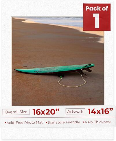 ملصق Palooza مقاس 16 × 20 مقطوع بشكل مشطوف للصور مقاس 14 × 16 - لوح محار أبيض خالٍ من الأحماض - للصور والصور والتأطير - سمك 4 طبقات in Kuwait