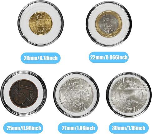 360 قطعة من كبسولات العملات المعدنية مقاس 30 مم لهواة التجميع، صندوق منظم لحقيبة التخزين البلاستيكية الشفافة مع حشية إسفنجية، 5 مقاسات (20/22/25/27/30 مم) حافظة عملات معدنية لمستلزمات التجميع in Kuwait