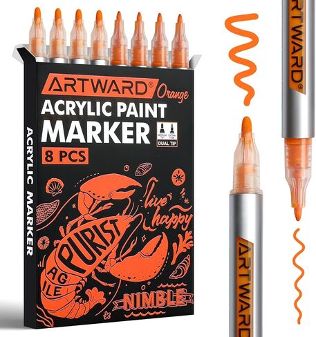 White Acrylic Paint Markers 8 Pack, Dual Tip 0.7mm & 3mm Acrylic Paint Pens, for Rock, Wood, Glass, Canvas, Ceramic, Metal, DIY Crafts in Saudi Arabia