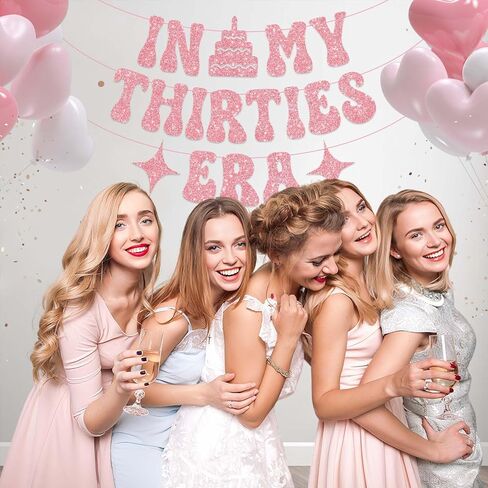 in My Thirties Era Glitter Banner for Her Him 30th Birthday Party Decorations, Pre-Strung Iridescent Happy Birthday Banner, 30th Birthday Gifts for Women ERAS Tour Party Decorations in Saudi Arabia