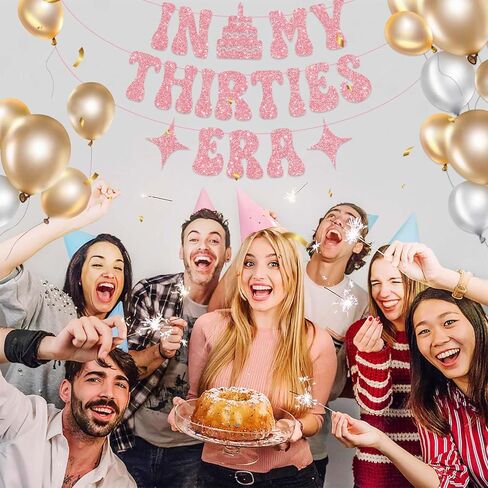 in My Thirties Era Glitter Banner for Her Him 30th Birthday Party Decorations, Pre-Strung Iridescent Happy Birthday Banner, 30th Birthday Gifts for Women ERAS Tour Party Decorations in Saudi Arabia