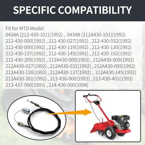 946-0908 Clutch Control Cable Compatible With MTD C-ub Cadet White Outdoor 430 440 RT-60 RTS-50 Tiller, Replaces 746-0908, 53-1/2 Inch (1 Pack) in Saudi Arabia