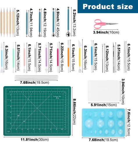 26pcs Polymer Clay Tools Set, Sculpting Tools with Acrylic Rolling Pin, Dotting Tool, Detail Needle & Cutting Tool, Complete DIY Clay Kit for Jewelry Earring Pottery Crafts in Saudi Arabia