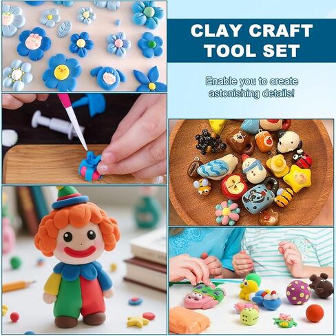 26pcs Polymer Clay Tools Set, Sculpting Tools with Acrylic Rolling Pin, Dotting Tool, Detail Needle & Cutting Tool, Complete DIY Clay Kit for Jewelry Earring Pottery Crafts in Saudi Arabia