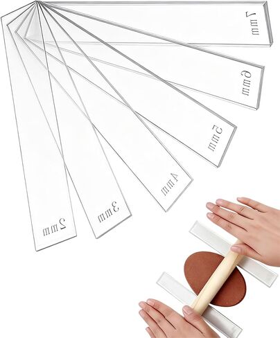 Clay Tools Set for Polymer & Air Dry Clay, Rolling Pin with Thickness Rings (2/3/4/5/6/7 mm), Acrylic Roller Guides, Slab Roller Guides & Thickness Bars for Pottery & Crafting (12 Pieces) in Saudi Arabia