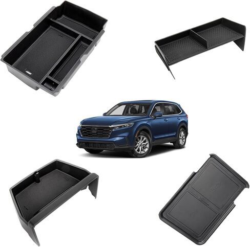 4 قطع منظم وحدة التحكم المركزية متوافق مع 2023 2024 2025 2026 Honda CR-V EX-L/Sport-L ملحقات هجينة، حامل صينية منظم داش وصندوق تخزين مخفي لهوندا CRV مع عملة معدنية in Kuwait