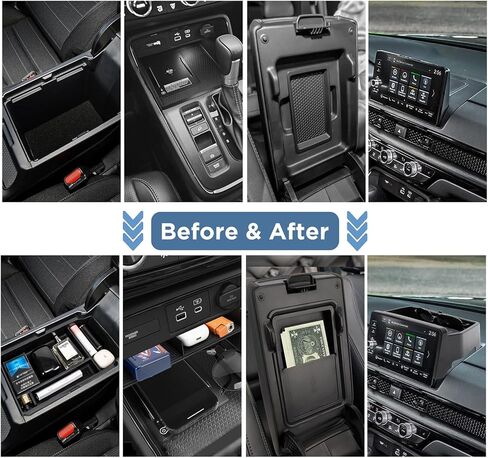 4 قطع منظم وحدة التحكم المركزية متوافق مع 2023 2024 2025 2026 Honda CR-V EX-L/Sport-L ملحقات هجينة، حامل صينية منظم داش وصندوق تخزين مخفي لهوندا CRV مع عملة معدنية in Kuwait