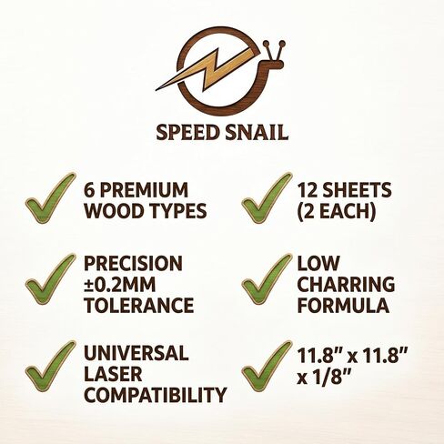 12 Boards of 11.8"x 11.8", 3mm Basswood Sheets 1/8 (Balsa Planks), Glowforge Ready, Unfinished | for Laser Engraving, CNC, Wood Burning, Router, Scroll Saw. by Speed Snails in Saudi Arabia