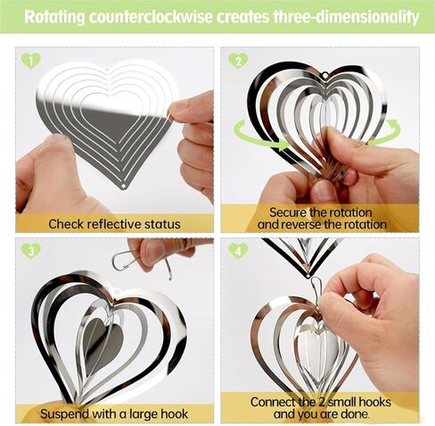 Stainless Steel Hawk Deterrent for Yard - Bird deterrents for Outside, 9 Reflective Discs Set to Deter Pigeons, Sparrows & Swallows from Your Garden, Patio & Home (Heart Design) kkmilamila in Saudi Arabia