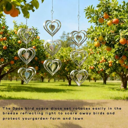 Stainless Steel Hawk Deterrent for Yard - Bird deterrents for Outside, 9 Reflective Discs Set to Deter Pigeons, Sparrows & Swallows from Your Garden, Patio & Home (Heart Design) kkmilamila in Saudi Arabia