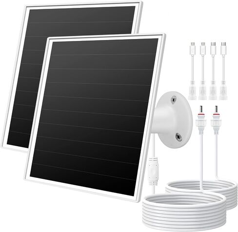 شاحن لوحة شمسية 6 واط لكاميرات المراقبة الخارجية. Micro USB/USB - C/DC (35 * 135) يناسب كاميرا Eufy/Wyze/Ring، كابل 9.8 قدم، نظام تثبيت مقاوم للماء لحماية البطارية وشحن سريع in Kuwait