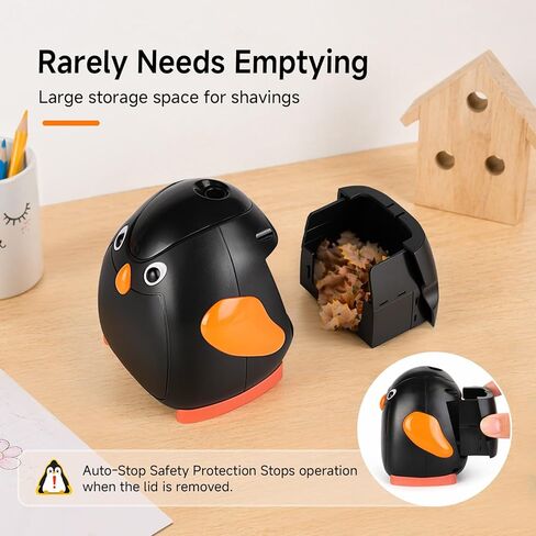 مبراة قلم رصاص تعمل بالبطارية من Penguin، لاسلكية، محمولة، قرطاسية مكتبية مستوحاة من الحيوانات للمكتب والاستوديو المنزلي in Kuwait